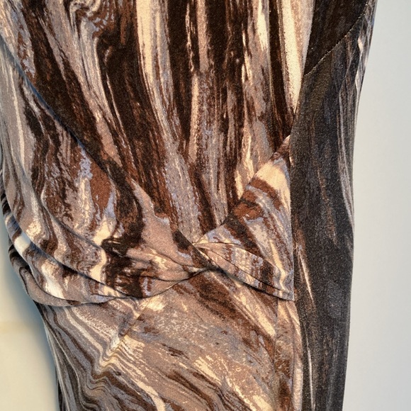 NICE +ZOE abstract neutral color sleeveless cinched dress L - Picture 7 of 16